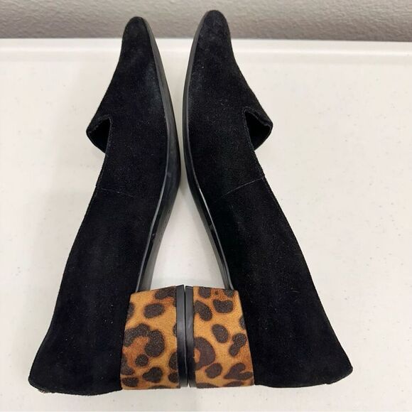 Anne Klein Womens Shoes Low Heel Size 9 Fall Black Fabric Leopard Print Heel - Picture 5 of 8